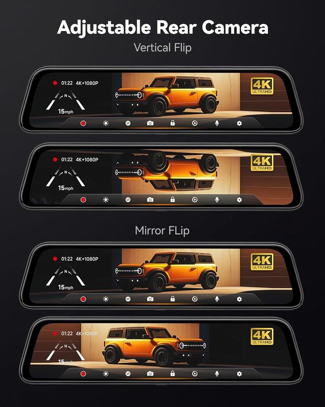 9.66" IPS Touch Screen 4K Dash Cam