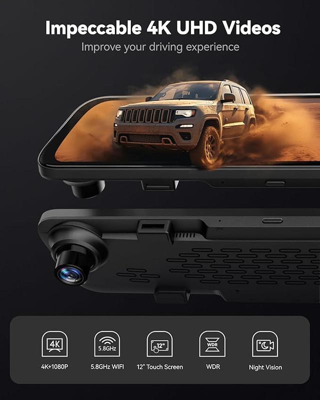 9.66" IPS Touch Screen 4K Dash Cam