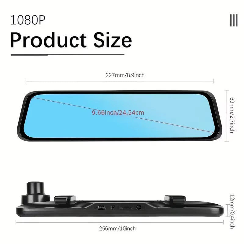 9.66" IPS Touch Screen 4K Dash Cam